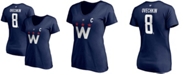 Fanatics Women's Alexander Ovechkin Navy Washington Capitals 2020/21 Alternate Authentic Stack Name Number V-Neck T-shirt